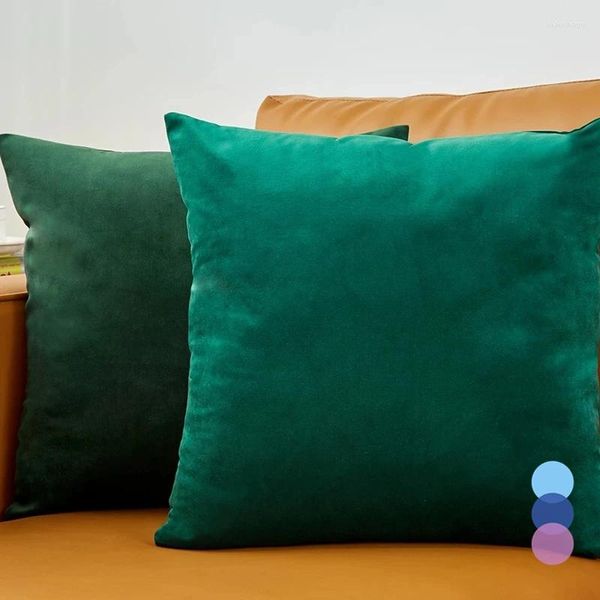 Almohada Cojines verdes Terciopelo Sofá de lujo Funda decorativa Cojin 45 45 cm S Cubierta Sala de estar Decoración del hogar Almofadas modernas