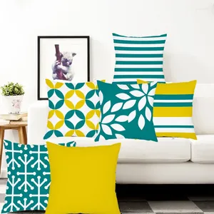 Oreiller vert jaune rayure velours couvre décoration intérieure canapé-oreiller géométrique canapé 45x45cm coussin décoratif