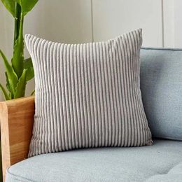 Oreiller couvercle en velours côtelé gris doux Sofa jet de canapé de style nordique.