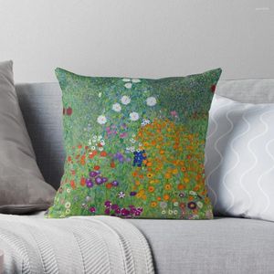 Almohada Gustav Klimt - Bauerngarten o Blumengarten hermosas cubiertas de sofá de lanzamiento de paisaje floral