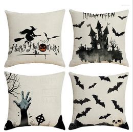 Pillow Halloween Case Bat Castle Printed Linn Cover Witch Decorative S pour canapé décor de salon