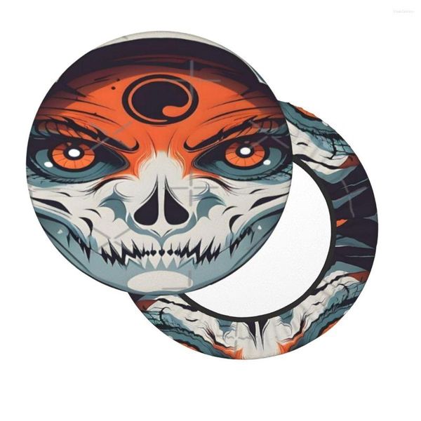 Almohada Halloween Costiume Face Round Bar Silla Cubierta Decoración festiva con correa elástica Adecuado para restaurante