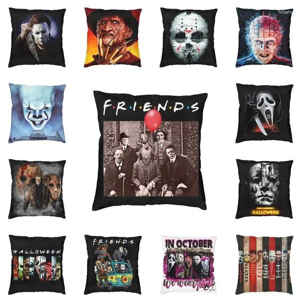 Pillow Halloween Horror Movie Friends Couvre de personnage 45x45cm Chucky Scream Throw Case pour le canapé-tails