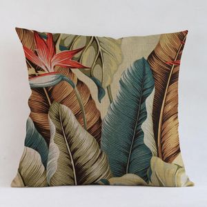 Oreiller peint à la main fleur tropicale feuilles arbre couverture en lin fleurs couvertures florales pour canapé chaise Housse De Coussin