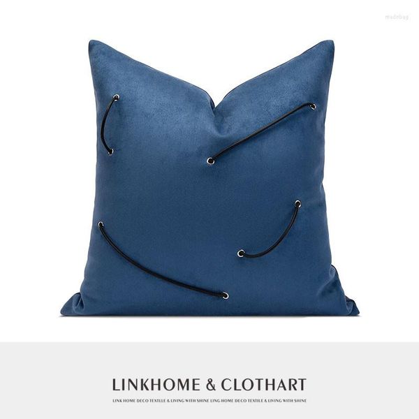 Oreiller fait à la main couverture de chaise d'extérieur 45x45 cm oreillers bleus décoratifs pour canapé salon décor à la maison ornemental S