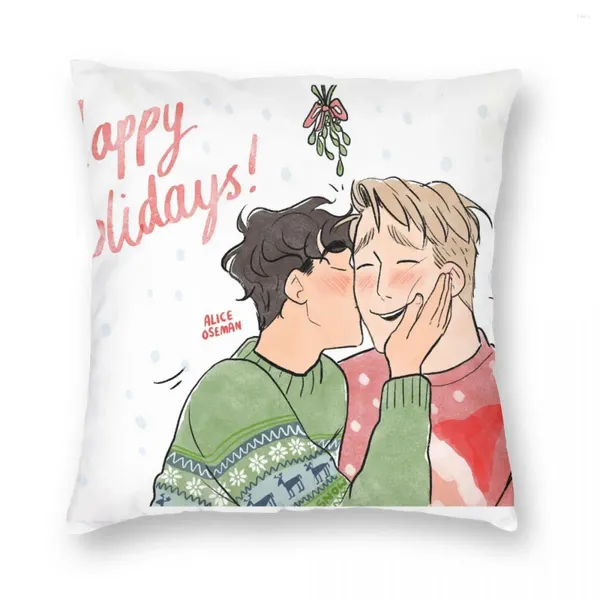 Almohada feliz vacaciones heartstopper Charlie Nick Pillowcase de almohada cubierta de poliéster suave