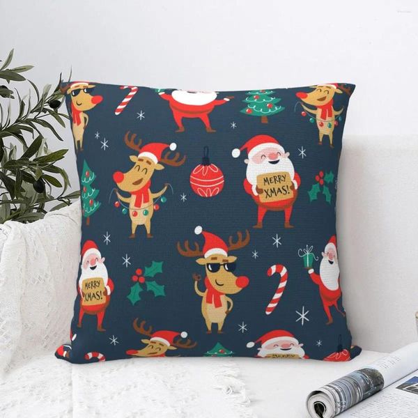 Almohada de decoración de casos de lanzamiento feliz feliz día de Navidad año santa claus elk halago de copas de nieve cojines cubre bricolaje suave