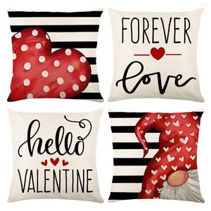 Oreiller Happy Valentine's Day Covers Linen Spring Love Heart Throw Taie d'oreiller pour la décoration de canapé à la maison