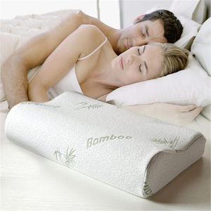 Almohada de espuma viscoelástica de bambú saludable, ropa de cama de fibra transpirable, almohadas para el cuello, protección de rebote lento, cuidado de la salud