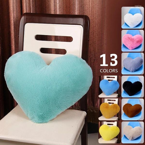 Almohada en forma de corazón, funda peluda de felpa, funda para el hogar, sala de estar, cama, sofá, decoración, fundas de piel sintética