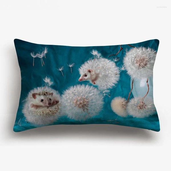 Almohada Hedgehog Dandelion Cubierta de almohadas decorativas de dibujos animados para la funda de almohada de 45x45 cm
