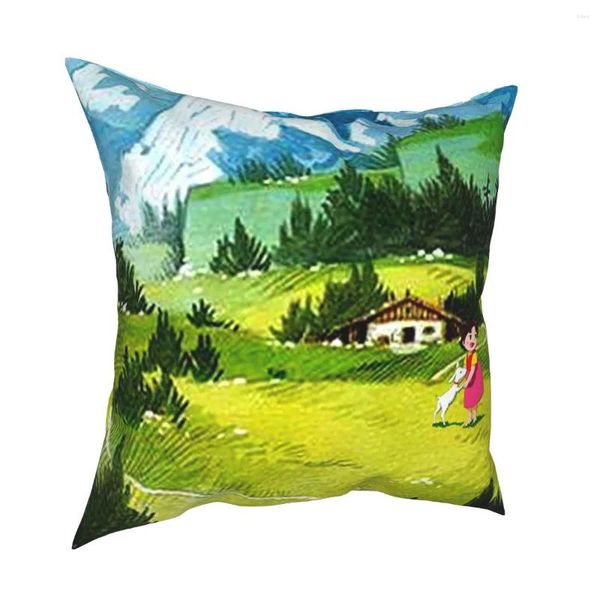 Oreiller House's House in the Alps Throw Cover Decorative Heidi Cartoons Grand-père Pase d'oreiller personnalisé