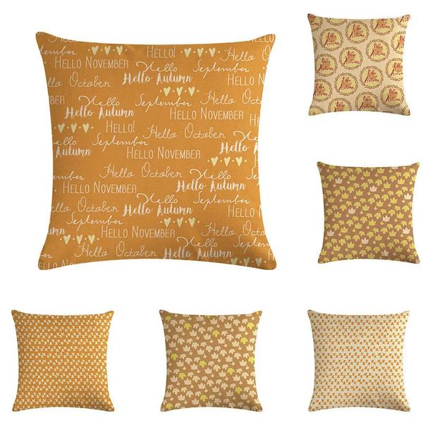 Taie d'oreiller Helo novembre, housse décorative en coton et lin, jaune, géométrique, automne, 45 ZY968