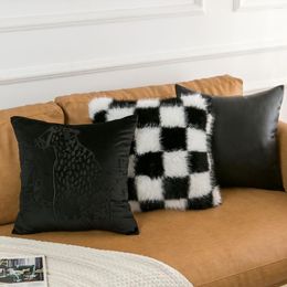 Kussen van hoge kwaliteit zwart -wit fluwelen hemgende kussensloop eenvoudige Noordse stijl kisten 45 cm moderne lichte luxe s omslag