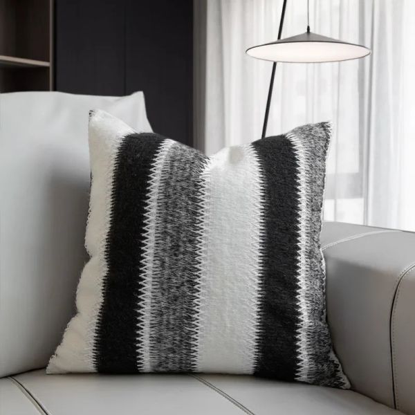 Oreiller couvercle de coussin de crochet en tricot de haute qualité noire gris blanc clair luxe décoratif tai-oreiller nordique sofa simple couvercle d'oreiller