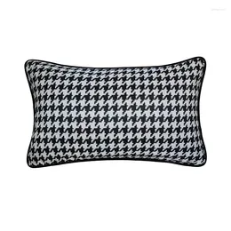 Kussen Hinyeatex Lumbale Case Zwart Wit Mode Houndstooth Geweven Fauteuil Vloer Auto Decoratie 12x20" 1 Stuk verpakking