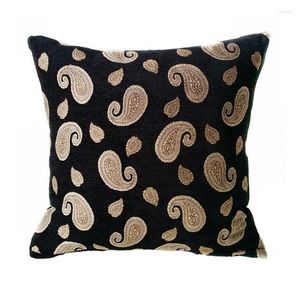 Almohada Hinyeatex lujoso chenille pequeño marrón negro paisley cubierta decorativa cuadrado casero 45 x 45 cm Venta por pieza