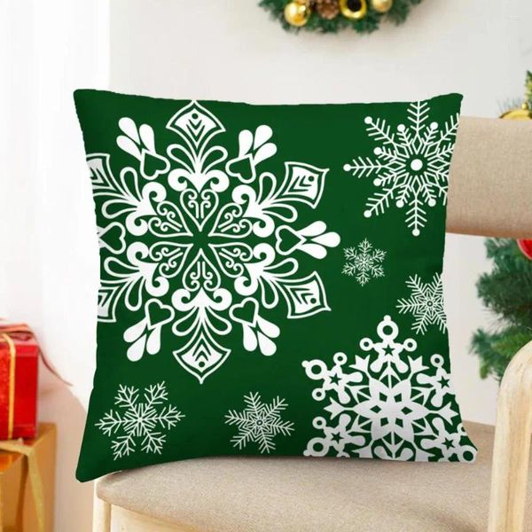 Cubierta de la funda de almohada de almohada Vibrante copo de nieve impresa navidad de navidad