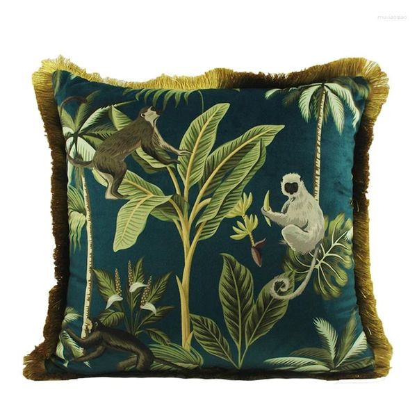 Housse de coussin décorative pour la maison, étui décoratif Vintage, singe Tropical, léopard, luxe, or, vert, décoration de canapé et de chaise