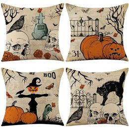 Kussen huisdecor Halloween pompoen kussensloop bank cover auto kussen 45 45cm funda de almohada