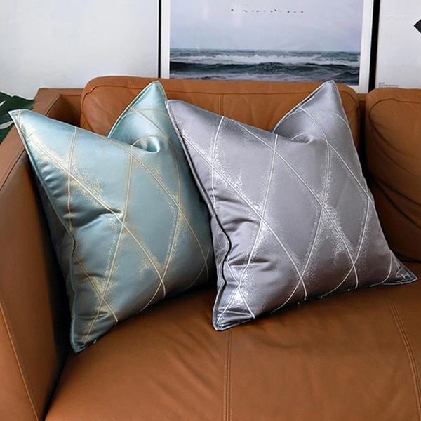 Almohada decoración del hogar jacquard estuche a cuadros almohadas s primo de color naranja azul gris cojines decorativos parafa