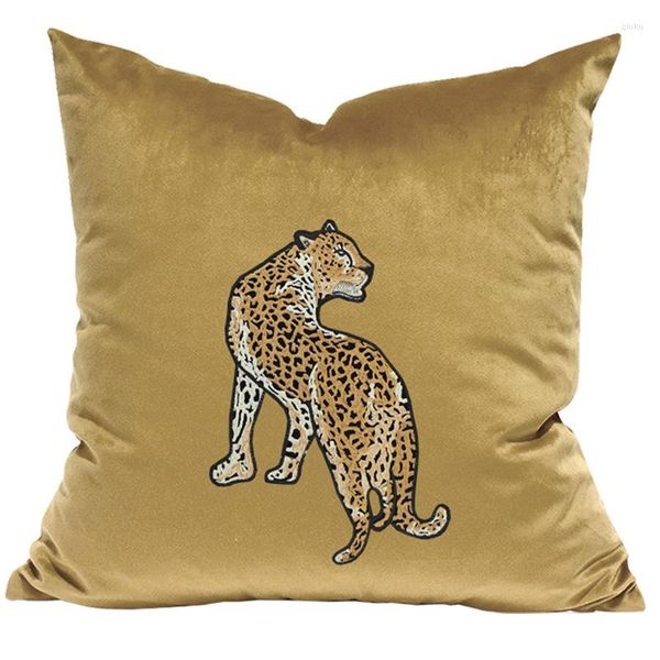 Oreiller décor à la maison léopard brodé couverture canapé étui moderne luxe Simple jaune vert gris bleu canapé chaise lit