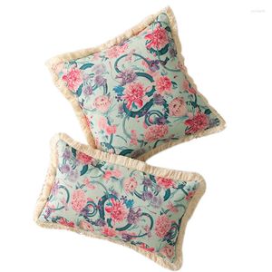 Oreiller décor à la maison taie d'oreiller avec gland rose couverture florale étui décoratif ferme Style canapé chaise