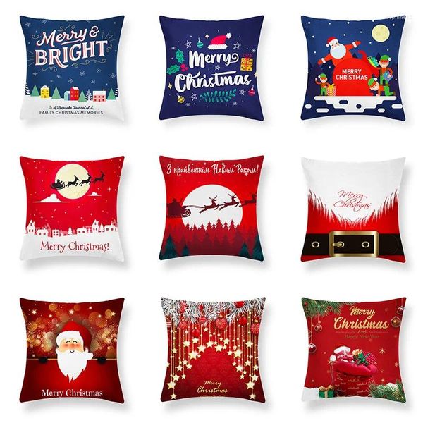 Pillow Home Decoration Cartoon Santa Claus Christmas Series Impression d'oreiller couverture de polyester Funda de Almohada