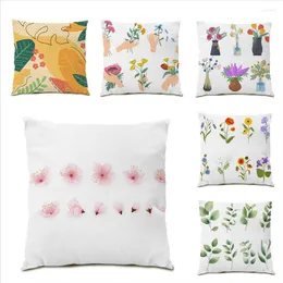 Pillow Home Flower Pilow Cover Velvet Fabric Couvrettes 45x45 Polyester Linen Fashion Decorating Cased thewcase E0759