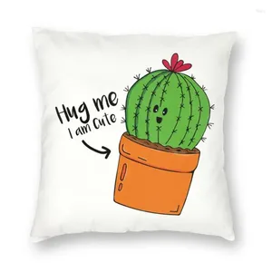 Oreiller embrasse moi mignon cactus jet couvercle décoration dessin animé personnalisé plantes succulentes 45x45cm couverture oreillers pour canapé