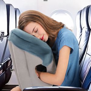 Almohada Inflable Bolsa de Dormir de Viaje Cojín Portátil Cuello para Hombres Mujeres Al Aire Libre Avión Vuelo Tren Fácil 230711