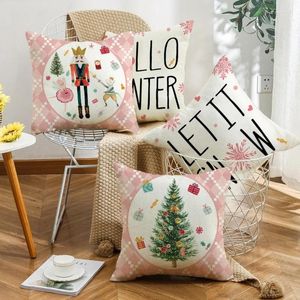 Kussen ins kerstworp roze tree cartoon huisdecoratie cover decoratieve kussens