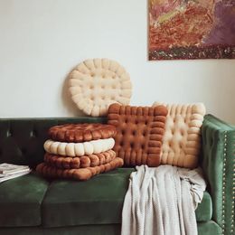 Oreiller INS Cookie Biscuit doux et mignon, carré, cercle, siège épais, revêtement de sol décoratif pour salon, chaise de maison