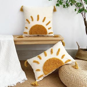 Housse de coussin INS, décoration de maison, 30x50/45x45/50x50cm, tuftée, imprimé soleil, taie d'oreiller, canapé marocain, Funda Cojin