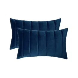 Almohada inyahome 2pcs cubiertas de almohada de terciopelo azul con cajas de cojín suaves de lujo decorativas para la sala de estar sofá de la granja sala de estar