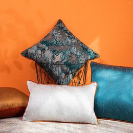 Taie d'oreiller en Polyester Jacquard, housse décorative avec passepoil bleu et gris, confort de luxe, 45x45cm, 30x50cm