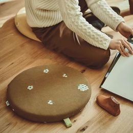 Oreiller de style japonais en velours côtelé, siège rond épais, tapis de sol, tatami en mousse à mémoire de forme douce