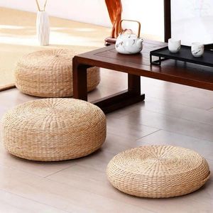 Kussen Japanse stoel Natuurlijke geweven stro stoel Couhion Pad Ademend vloermat Ronde gevlochten Home Decor