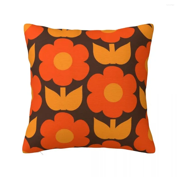 Coussin Jonnty Fleurs Rétro Motif Floral Dans Les Années 70 Marron Et Orange Jeter Housse De Canapé S Décor À La Maison