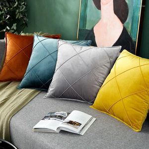 Oreiller Junwell Polyester Velvet Pintuck Cover en peluche de géométrie en peluche canapé-lit Utilisation de décoration intérieure