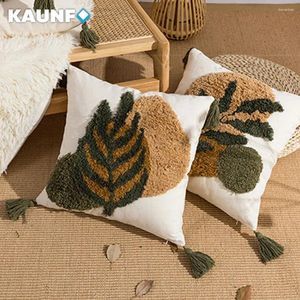 Oreiller kaunfo hiver chaud des feuilles de style brodé de motif de motif de motif de motif couvre le canapé de décoration intérieure 45x45cm