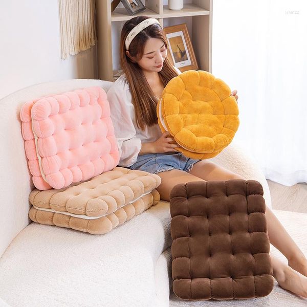 Oreiller Kawaii Sandwich Biscuit en forme de carré rond en peluche Simulation biscuits siège alimentaire décoration de la maison cadeaux pour fille