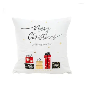 Pillow Kawaii White Golden Christmas Covers No Stamping intérieur Washable Intéressant décoratif x27