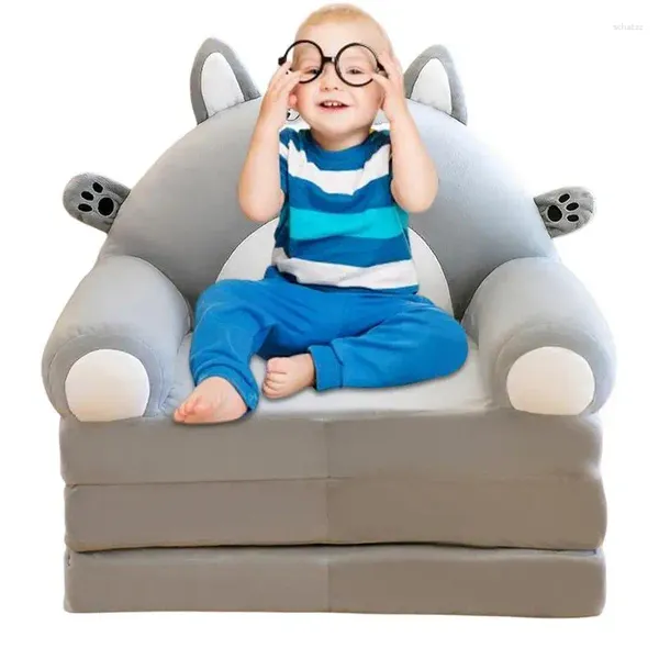 Sillón de respaldo de sofá para almohadas 2 en 1 niños de lujo plegables dibujos animados cama perezosa para sala de estar dormitorio