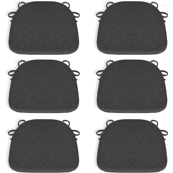 Almohada Silla De Cocina S Para Almohadillas De Comedor Juego De 6 Asientos De Habitación Interior En Forma De U Antideslizante Con Lazos 17 X 16 Pulgadas Negro Gris