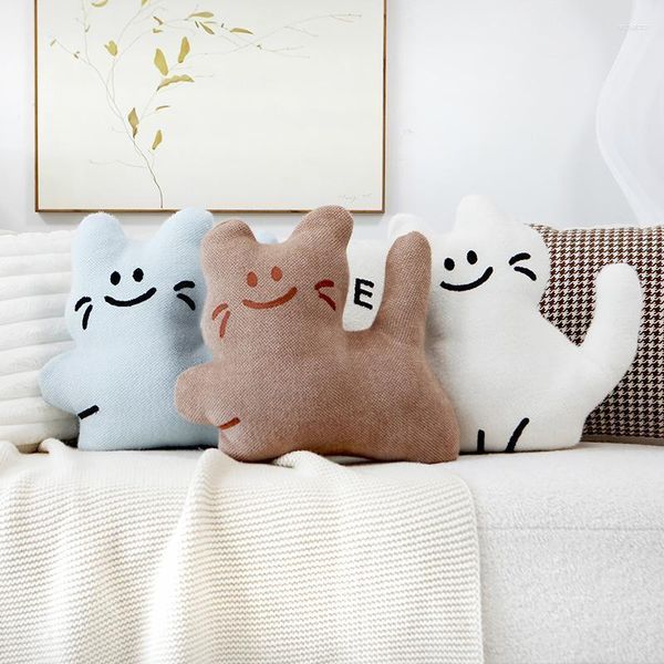 Almohada Gatito Dibujos Animados Escandinavo Ins Viento Lindo Blanco Contra La Bolsa Sala De Estar Sofá Respaldo