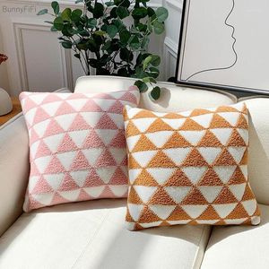 Cubierta de punto de almohada Triángulo geométrico suave Caso de flujo de naranja negro 45 cm para la decoración del hogar Cama de sala de estar