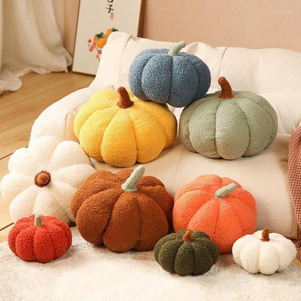 Almohada de lana de cordero, cojines de calabaza, lindos juguetes de peluche coloridos, decoración del hogar, sala de estar, dormitorio, Ins decorativos