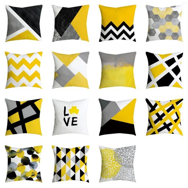 Oreiller feuille jaune ananas couverture canapé voiture taille jeter étui décor à la maison couvre Cojines Decorativos Para