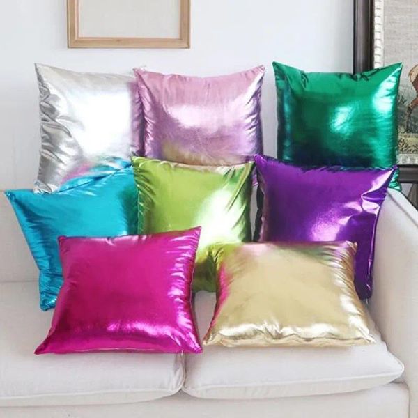 Funda de almohada de cuero Simple, colorida, suave, PU, sala de estar, sofá, cojines, decoración del hogar, funda de almohada